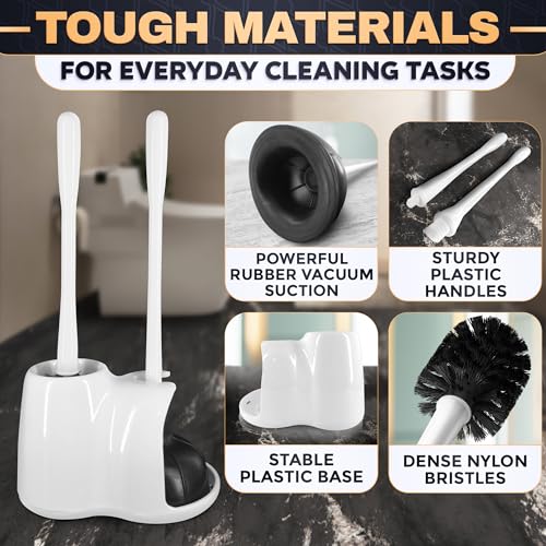 2 in 1 Toilet Plunger and Brush Set White, 9.3×6.3×15.2 in - color: White With Plunger