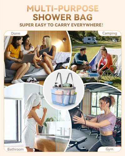 Temede Mesh Shower Caddy Portable for College Dorm Room Essentials - color: Blue