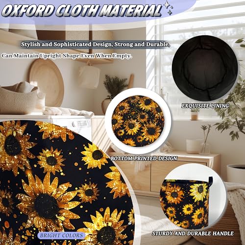 Sunflowers Laundry Basket Oxford Cloth Foldable Hamper 18.9x16.5 Inch - color: Beautiful Sunflower Flowers