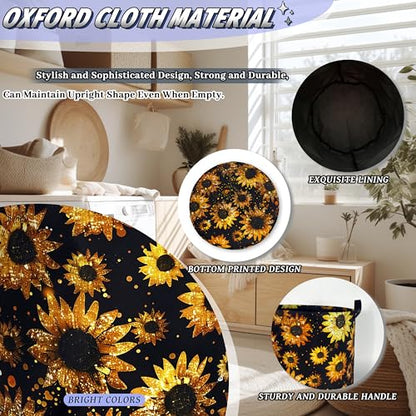 Sunflowers Laundry Basket Oxford Cloth Foldable Hamper 18.9x16.5 Inch - color: Beautiful Sunflower Flowers