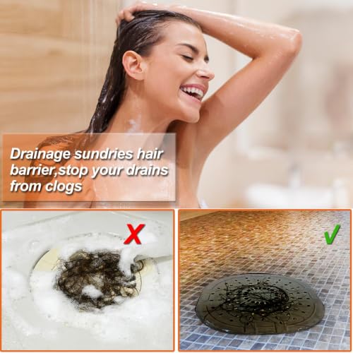 Bovinde Hair Drain Catcher,Square Cover for Shower 2 Pack (Black Brown) - color: Black Brown