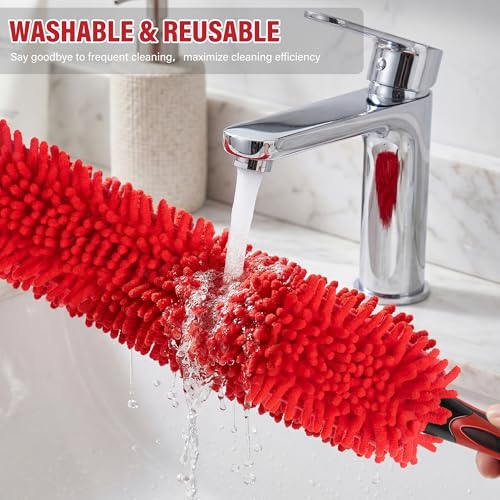 8 FT Cobweb Duster with Extension Pole, 12 FT High Reach Ceiling Fan Cleaner Duster for Home, 2.6-8 FT Extendable Pole with 3 Pcs Dusting Tools, Cubweb Duster, Feather Dusters, Ceiling Fan Duster - size: 8 FT