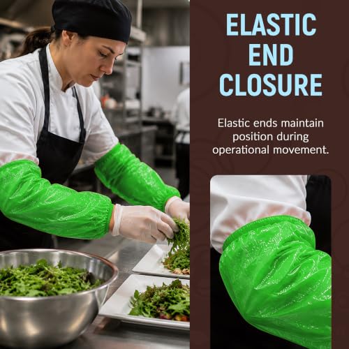 ABC PACK & SUPPLY Disposable Arm Sleeves, 18 Inch PE Arm Covers, Sleeve Covers with Elastic Ends for Food Processing - color: Green, size: 2000 Pack