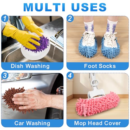 Mop Slippers 5 Pairs (10 Pieces) Reusable Microfiber Mop Shoes