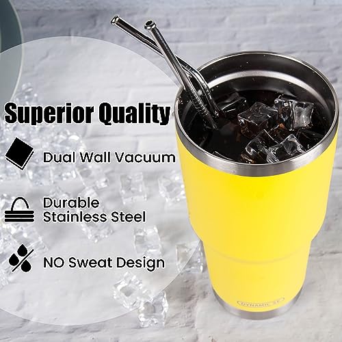 D·S 30oz Yellow Tumbler Double Wall Vacuum Insulated Travel Coffee Mug - color: Yellow