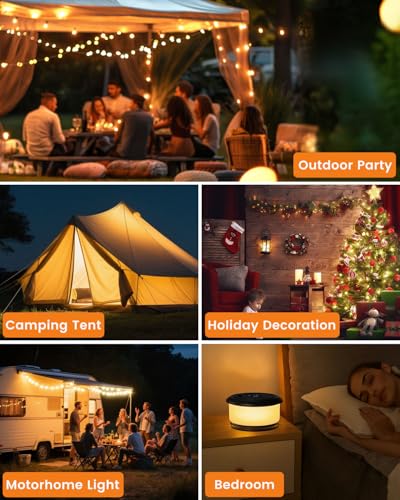 Camping String Lights, Retractable 32.8FT Rechargeable Fairy Light - color: Black