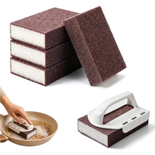 Magic Emery Cleaning Sponge, New Carborundum Sponge, Emery Sponge Brush Eraser Scrub Pad, Pot Scrubber for Removing and Cleaning Pots and Pans (5 PCS)