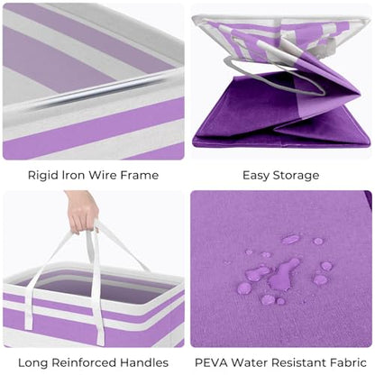 HomeHacks 2 Pack Laundry Baskets, Laundry Hampers Bags (Purple 75Lx2) - color: Purple, size: 75L
