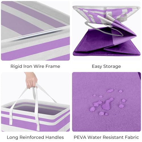 HomeHacks 2 Pack Laundry Baskets, Laundry Hampers Bags (Purple 88Lx2) - color: Purple, size: 88L