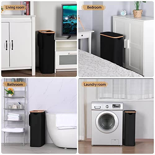 IEGrow Laundry Hamper with Lid,Laundry Basket with Mesh Bags (Black, 60L) - color: Black, size: 60L without Wheels