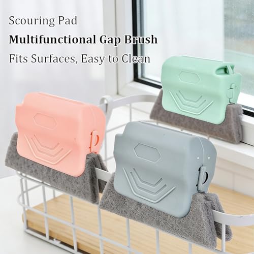 3PCS Car Magic Window Track Cleaner, Vehicle Window Groove Cleaning Brush Tools Set with Handheld, Automotive Air Conditioner Vents Narrow Gaps Clean Brush, Universal Fit (Gay) - color: Gray
