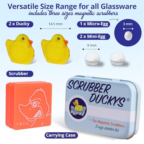 Scrubber Duckys Magnetic Glass Cleaner, 3-Size Reusable Glass Scrubber Kit