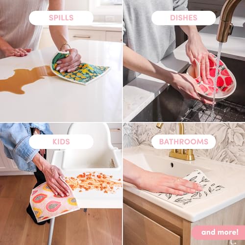 Papaya Swedish Dishcloths for Kitchen, 2 Reusable Paper Towels, 1 Hook - color: Call Me Twiggy