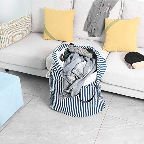 SWISSELITE Laundry Bag with Handle and Drawstring, Large Heavy Duty Laundry Bag, 28 x 40 Inches Travel Dirty Clothes Bag for Laundromat and Household - color: Stripe Green