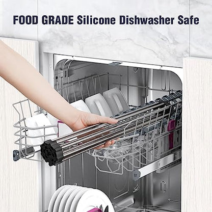 Tomorotec Roll Up Dish Drying Rack Over Sink, 304 Steel, 17.7x15.5, Black - color: Black, size: 17.7 x 15.5 in