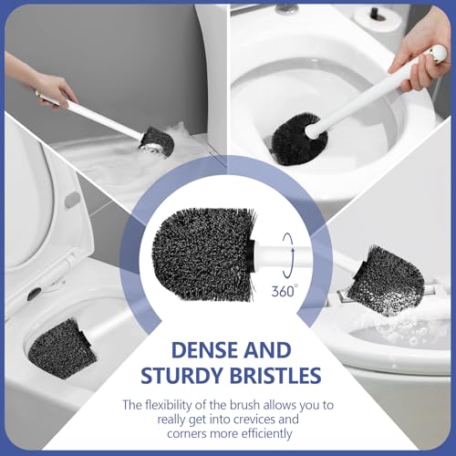 Gold Toilet Brush and Holder Set, Auto-Open Lid, Ventilated Base, White - color: White + Gold