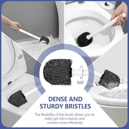 Gold Toilet Brush and Holder Set, Auto-Open Lid, Ventilated Base, White - color: White + Gold