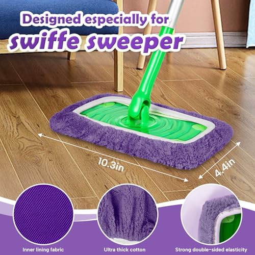 AmaVins 5 Pack Reusable Microfiber Mop Pads Compatible with Swiffer Sweeper Mop, Wet and Dry Flat mop Cover, Washable Mop Pads for Surface/Hardwood Floor Cleaning (Mop is Not Included) - color: 5 Pack Purple
