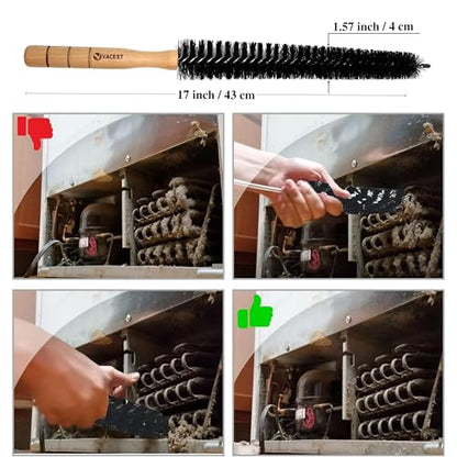 Vacuum Accessories & Attachment Compatible with Dyson V7 V8 V10 V11 V15 V6 DC58 DC59 - Dryer Vent Cleaner Kit & Refrigerator Condenser Coil Brush- Flexible Crevice Tool for Small Crevice