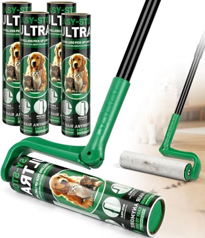 10" Large Lint Roller for Floor Carpet Pet Hair Extra Sticky with 4 Refills - color: Green With 3 Extra Refills