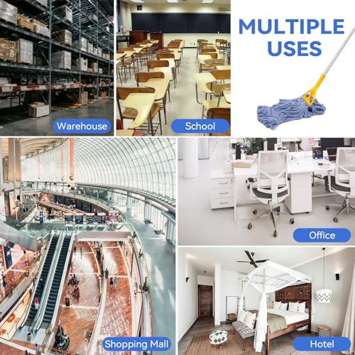 Commercial Heavy Duty Mop Heads Replacement for Rubbermaid: 9 Packs Industrial Wet Mop Head for Floor Cleaning - Commercial Products Looped End String Head Refills - color: 9 Count-blue