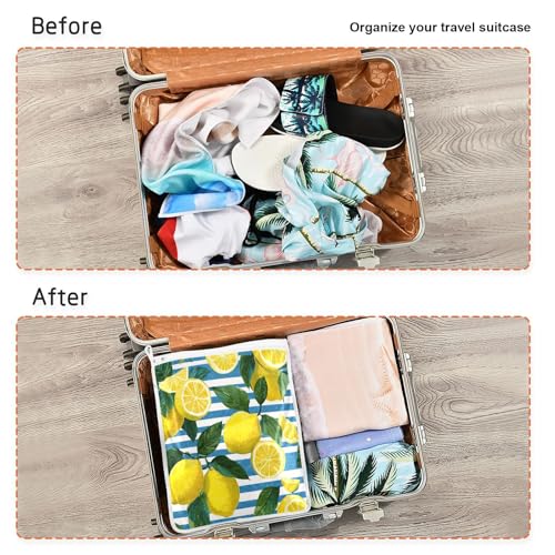 Mesh Laundry Bags Lingerie Bags for Washing Delicates 2 PCS Durable Wash Bag with Zipper Small and Medium Washable Blue Striped Summer Lemons - color: Blue Striped Summer Lemons