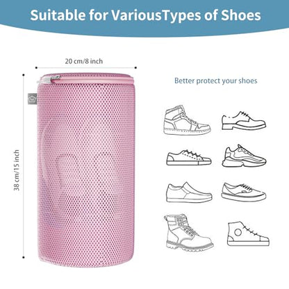 Shoe Washing Machine Bag, Large Laundry Bag for Sneaker, Pink, 8x15", 2Pcs - color: Pink, size: 2XL(8x8x15")