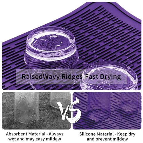 ZLR Oversized Silicone Dish Drying Mat for Kitchen, 16"x18", Meadow Violet - color: Meadow Violet, size: 18" x 16"