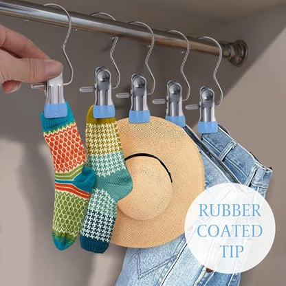 50PCS Space-Saving Clothespin Hat Pants Storage Hanging Travel Hook - color: Blue