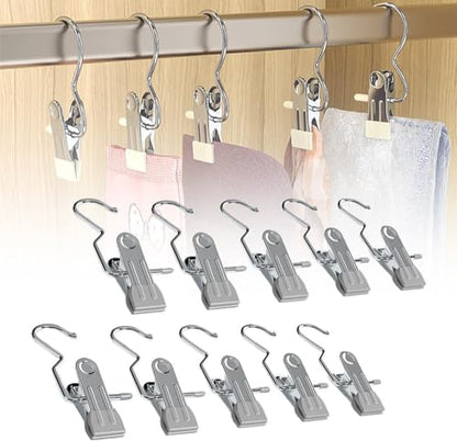 Boot Hangers for Closet, Laundry Hooks with Clips, Boot Hanging Hold Clip, Space Saving Portable Travel, Clip Hangers for Pants Hats Socks Gloves (10, Dark Green) - color: Dark Green