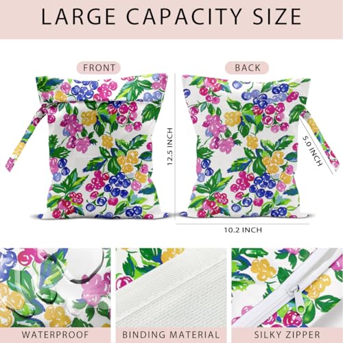Swimsuit Bag Wet Bags for Travel Reusable Waterproof Dry Bags Diaper Bag Pineapple Berry Wet Bag for Swimsuit Towels Beach Gym 10.2×12.6 Inches - color: Pineapple Berry