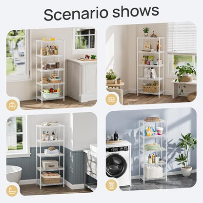 SINGAYE 5 Metal Shelves Wire Shelving Storage Shelf Adjustable Unit Pantry - color: White, size: 5 Tier 14"Dx24"Wx59.5"H
