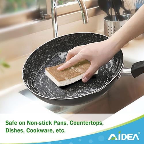 AIDEA Sponges Non Scratch, 24Count, Natural Sponge for Non Stick Cookware - color: Brown