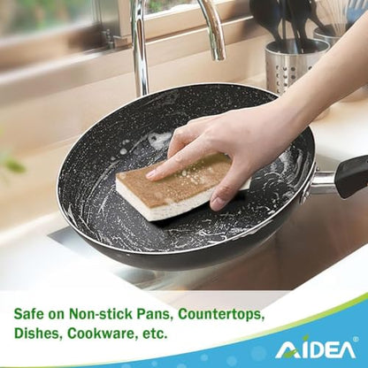 AIDEA Sponges Non Scratch, 24Count, Natural Sponge for Non Stick Cookware - color: Brown