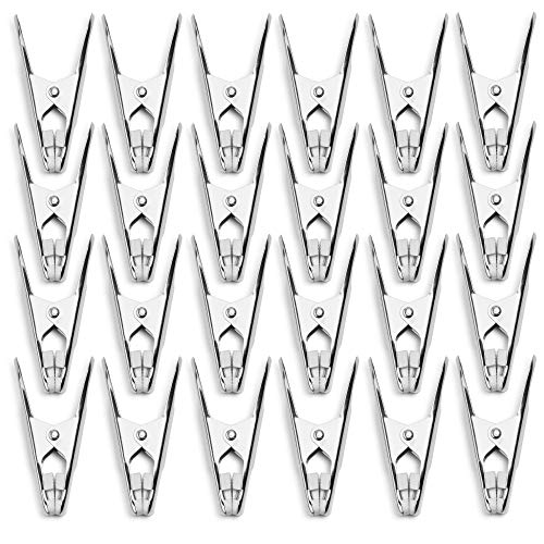24 Pack - Long Lasting, Stainless Steel Clothespins - Strong Grip - Weather-Resistant, Multipurpose Clip - Use As Clothesline Laundry Clips, Chip Bag Clips, Hanger Clips and Craft Clips (24 Pack)