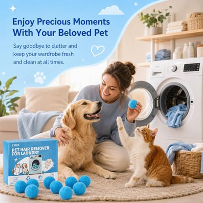 12PCS Pet Hair Remover for Laundry, Reusable Lint Catcher for Washing Machine, Efficient Debris, Hair Cleaner, Pet Hair Catcher for Clothes, Bedding, Washing Machine Hair Catcher(Blue)