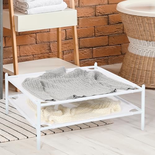 STORAGE MANIAC Sweater Drying Rack, Mesh Clothes Drying Rack, Stackable Laundry Drying Rack, Lay Flat Dryer for Delicates, Portable Dry Rack for Indoor or Outdoor, White, 2-Pack - size: 2-Pack Mesh