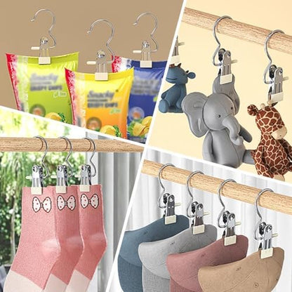 Boot Hangers for Closet, Laundry Hooks with Clips, Boot Hanging Hold Clip, Space Saving Portable Travel, Clip Hangers for Pants Hats Socks Gloves (10, White)