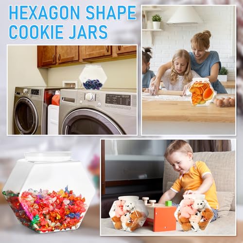 Uiifan Plastic Candy Jar with Lid Clear Hexagonal Fish Bowls,210 Oz - size: 210 oz