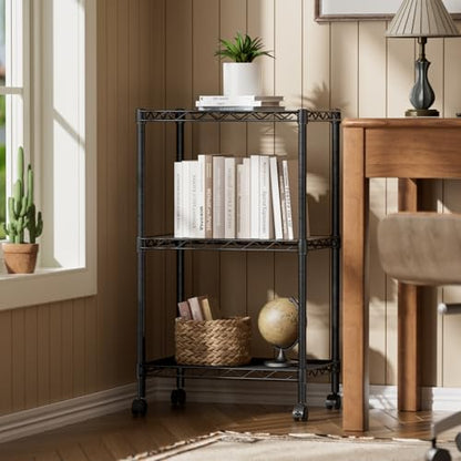 SINGAYE Small Shelves Kitchen Storage Shelf Wire Shelving Metal Adjustable - color: Black, size: 3 Tier 11.6"Dx17.6"Wx30"H