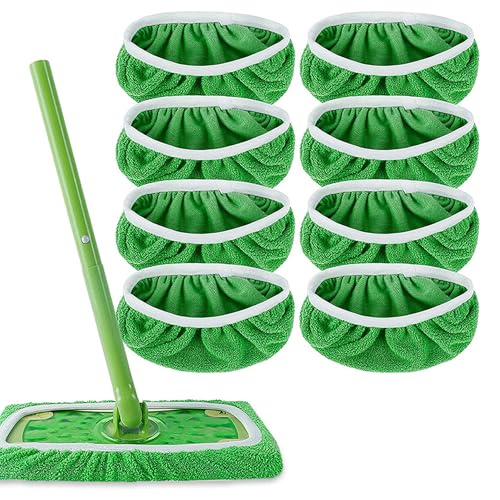 4 PCS Mop Slippers for Floor Cleaning, Microfiber Cleaning House Mop Slippers, Adjustable Size, Reusable Shoe Covers for Floor Cleaning - color: Green1-4