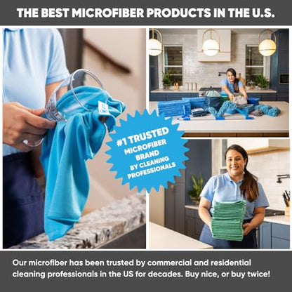 Microfiber Rags in A Box (50 Count) - Mwipes - 10" x 12" Reusable Wipes for Cleaning - Edgeless Terry Towels, Shop Rags, Wash, Dust, Disposable, House, Small Cleaning Cloths (Blue) - color: Blue