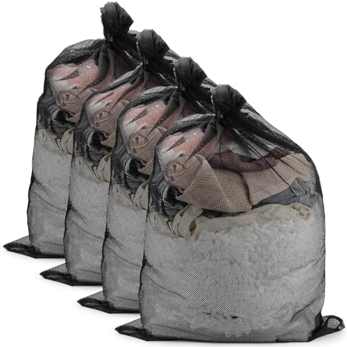 4 Pcs Laundry Bags Mesh Wash Bags 23.6 x 35 In Large Laundry Drawstring Bag
