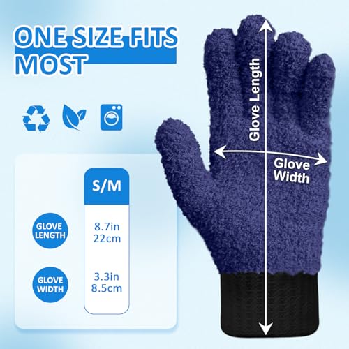 MIG4U 2 Pairs Microfiber Gloves - Dusting Gloves for House Cleaning - Washable Blind Cleaner Duster Tool (Navy,S/M) - color: Navy 2 Pairs