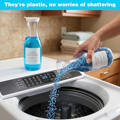4 Pack Laundry Detergent Dispenser, 54 Oz Laundry Soap Dispenser, Clear Plastic Liquid Laundrys Detergent Container, Fabric Softener and Laundries Powder Dispensers for Laundries Room