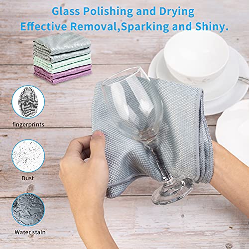 Streak Free Lint Free Microfiber Window Cleaning Cloth,Best Glass Car Shiny Wipes Mirror Shower Cleaning Cloth, Miracle Cloths for Glasses,Stainless Steel,Wine Glass Polishing Towels,Pack of 6,Grey - color: Gray