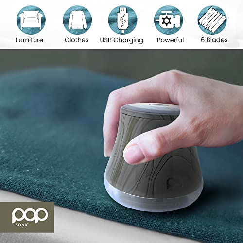 Fabric Shaver, Lint Remover Electric (Marble) – Rechargeable, 6 Blade System, Fabric Lint Shaver w/LED Light | One-Touch Activation Pill Shaver for Clothes - Electric Lint Remover Fabric Shaver - color: Marble