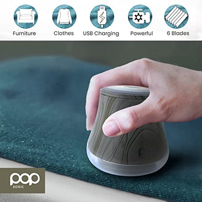 Fabric Shaver, Lint Remover Electric (Marble) – Rechargeable, 6 Blade System, Fabric Lint Shaver w/LED Light | One-Touch Activation Pill Shaver for Clothes - Electric Lint Remover Fabric Shaver - color: Marble