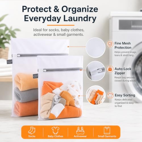 Kimmama Laundry Bags Mesh Wash Bag, Mesh Bag for Laundry, L+M - color: White, size: 1L(16x20")+1M(12x16")