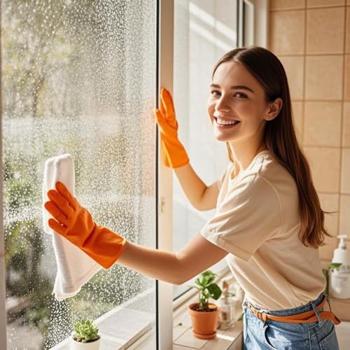 Latex Free Nitrile Cleaning Gloves, Small, 3 Pairs - color: Green+pink+orange, size: Small